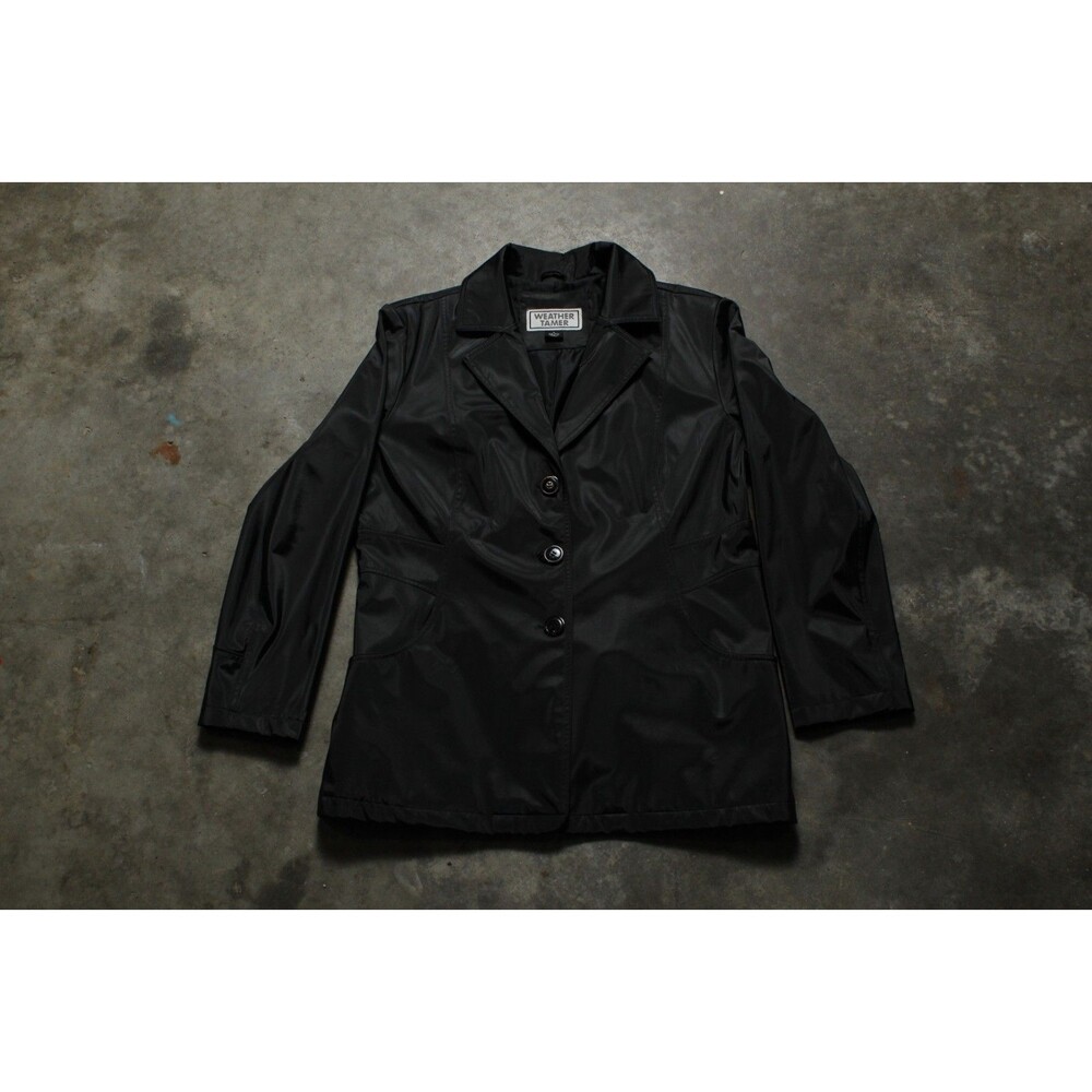 Vintage 90s Weather Tamer Poly Vinyl Rain Coat Black Jacket - Large